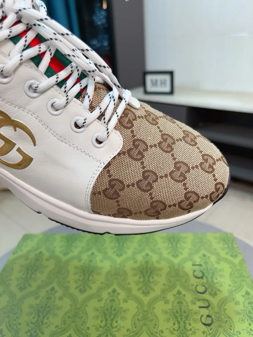 Men's shoes 💰458🌹🌹GUCCI [Gucci] New high-end brand of men's shoes, the latest fashionable casual men's shoes, trendy and versatile, relaxed and sporty style, uppers imported from Italy, first-layer cowhide, genuine leather lining, and ultra-fine workmanship. Original personalized fashionable rubber wear-resistant outsole, light and comfortable on the foot, size 38-44